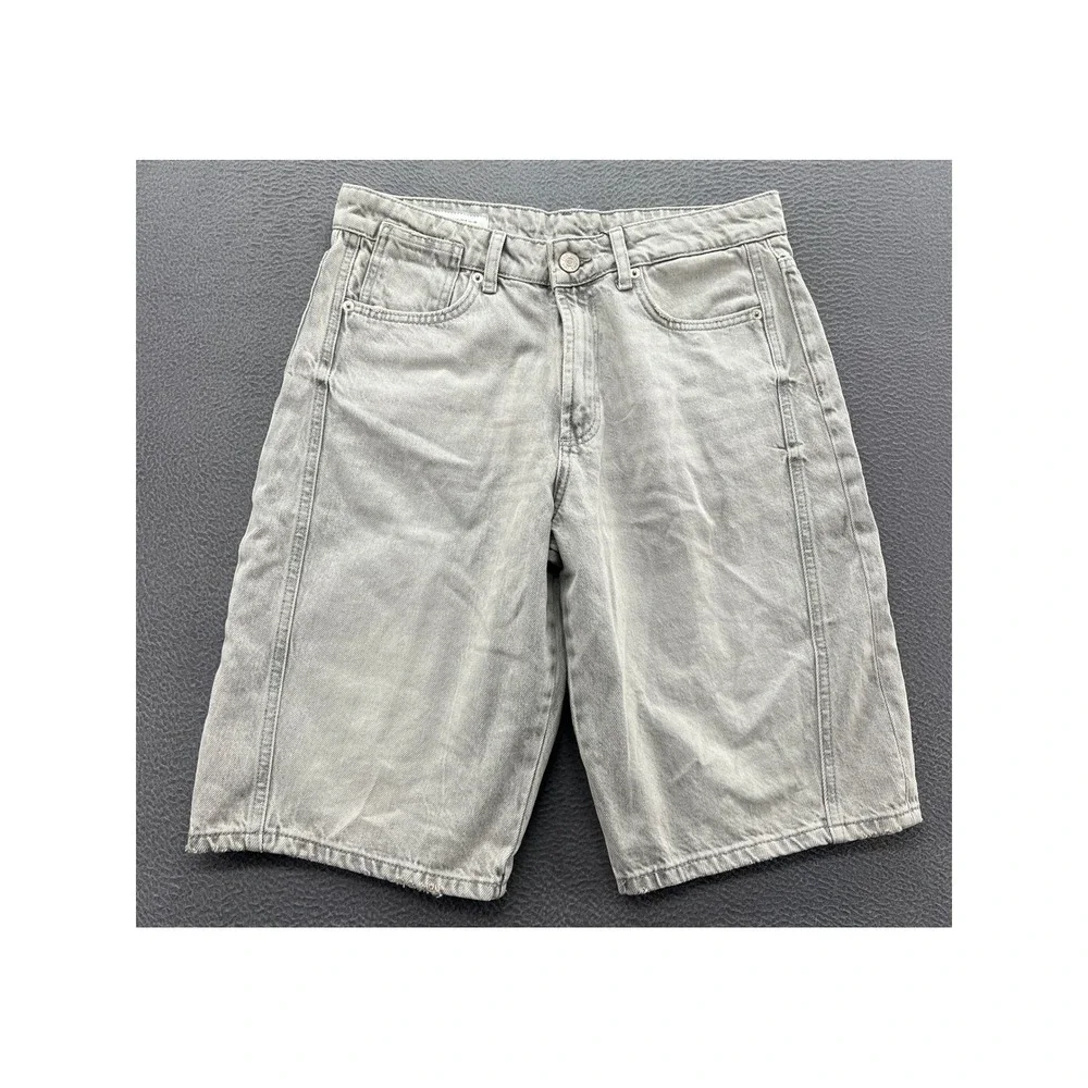 Zara Jean Shorts Mens Sz 30 Gray Denim Shorts Raw Hem Seam NWT
